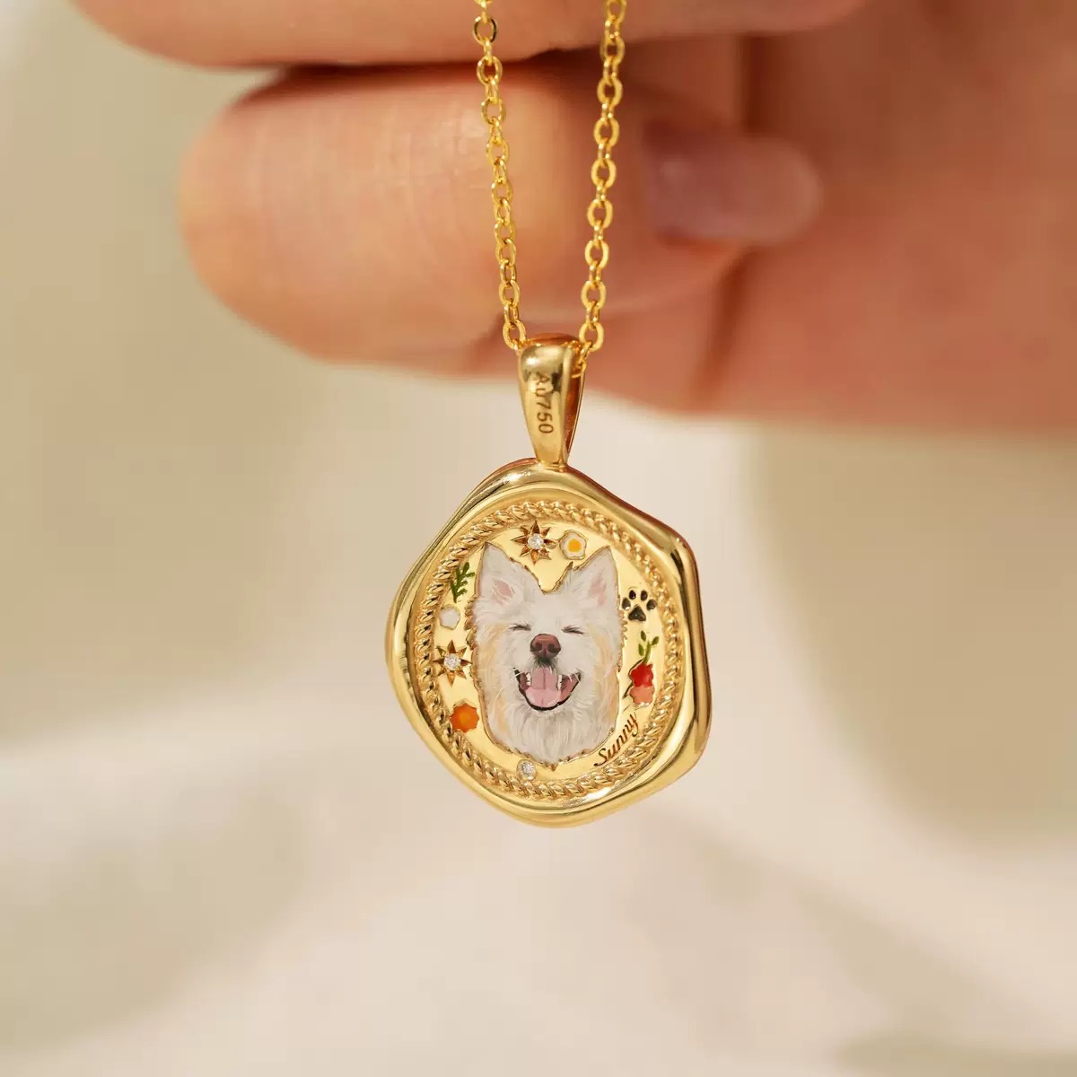 Hand-Painted Pet Tarot Pendant Necklace